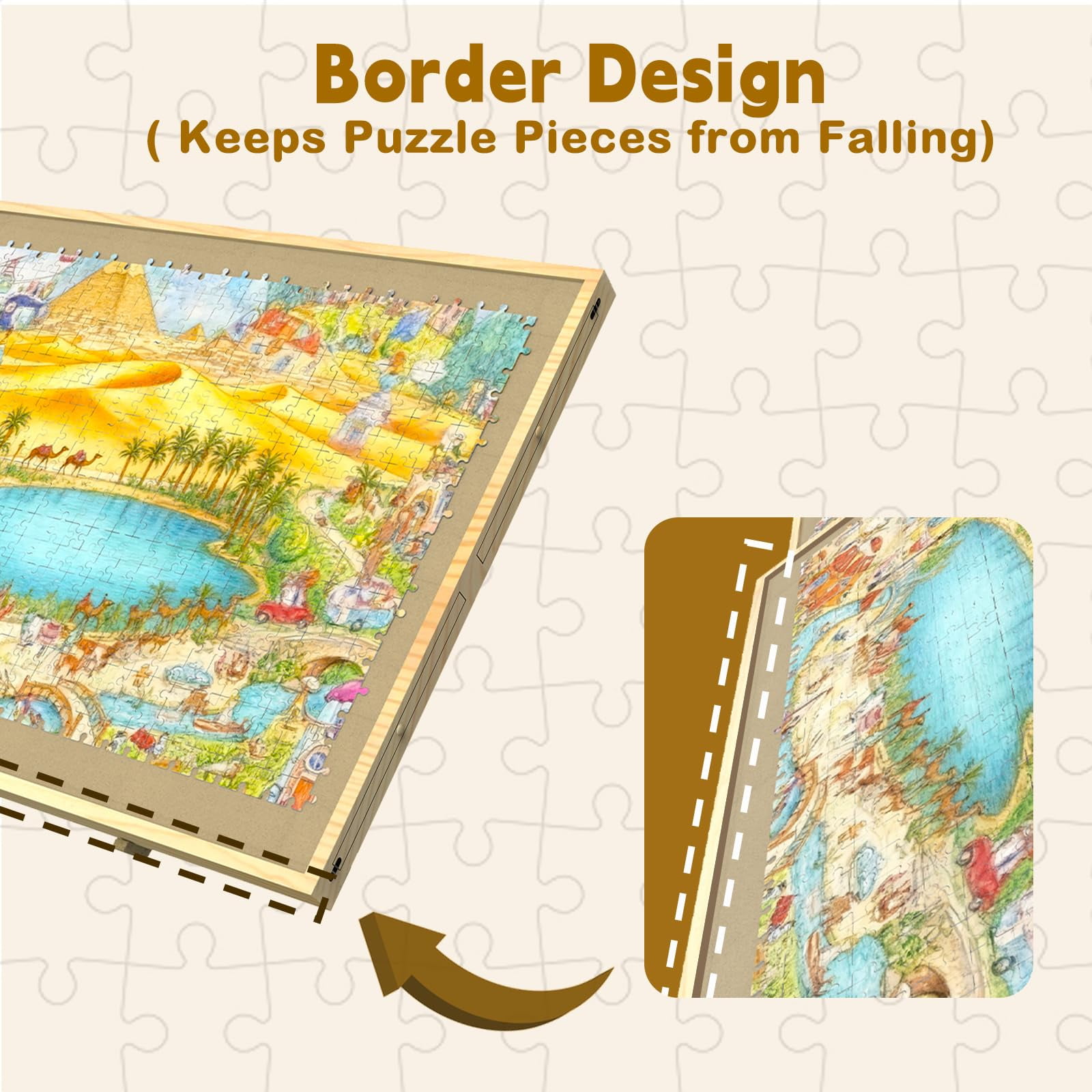 1000 Piece Puzzle Board with Drawers and Cover, Adjustable Tilting Puzzle Board, Portable Wooden Jigsaw Puzzle Table for Adults as a Gift