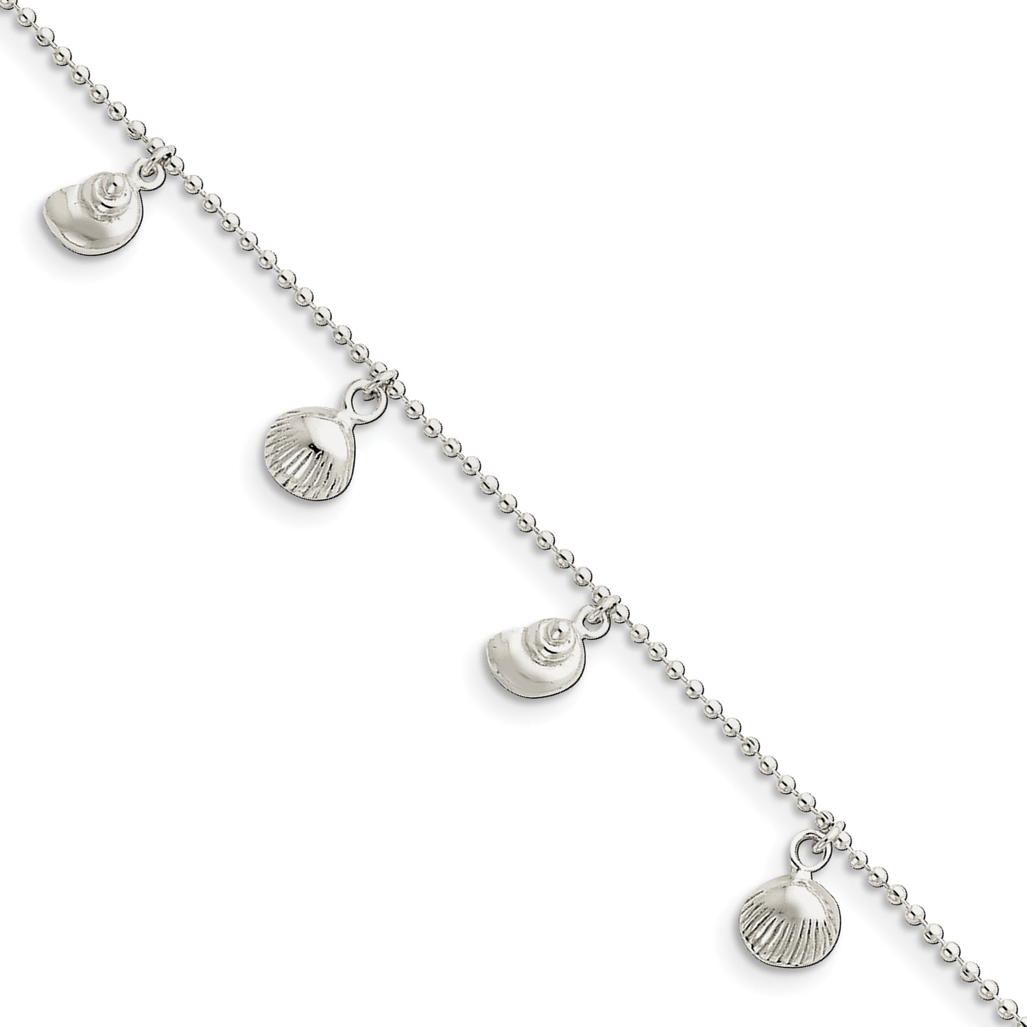 Jewelry Themed Anklets Sterling Silver Polished Shell with 1in ext Anklet Jewelry Themed Anklets Sterling Silver Polished Shell with 1in ext Anklet