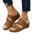 thumbnail image 5 of TKYCMSUAKI Womens Wedge Sandals Leather: Dressy Sandal, Rubber Sole, Comfortable Walking, Casual Slip on Summer Shoes, 5 of 8