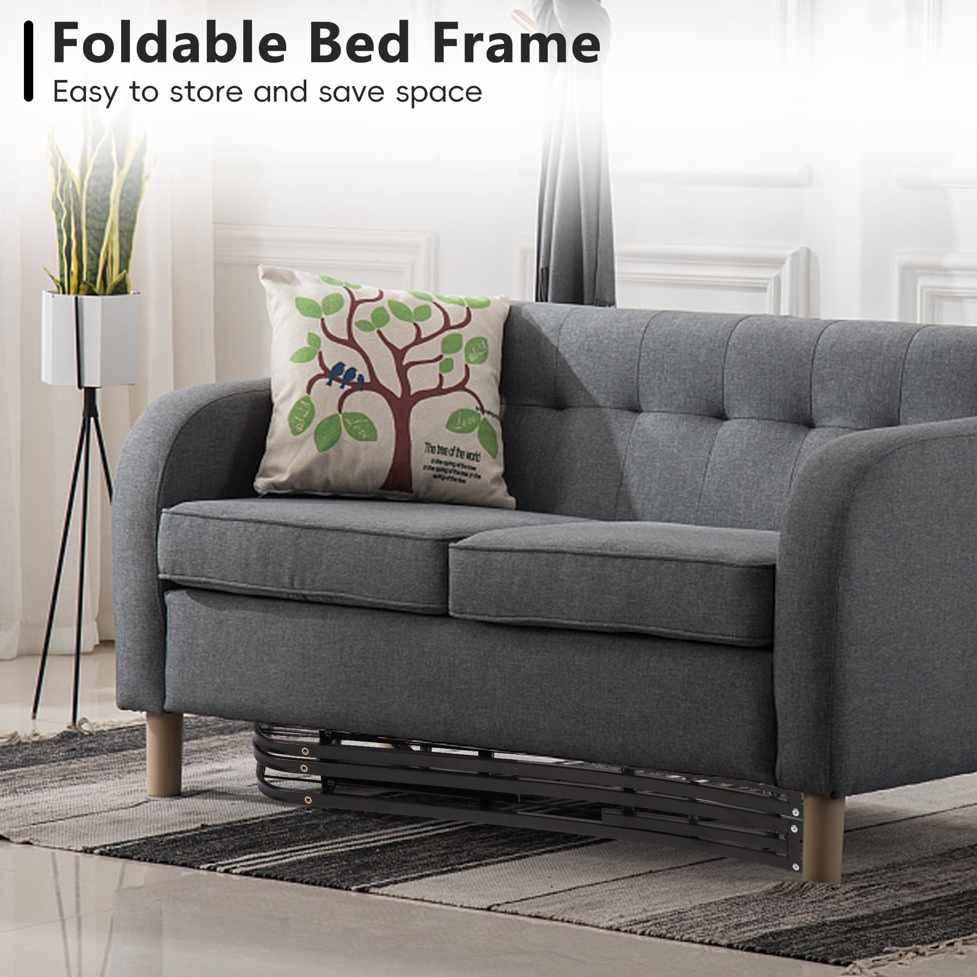 YRLLENSDAN Foldable Bed Frame Twin Bed Frames Twin Platform Bed Frame Twin Metal Bed Frame with Storage Noise Free 500LBS Capacity