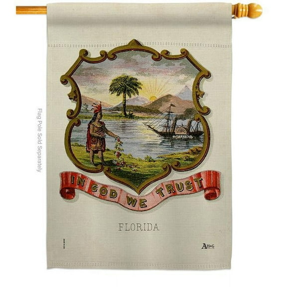 Americana Home & Garden  28 x 40 in. Coat of Arms Florida House Flag with Americana States Double-Sided Decorative Vertical Banner Garden Yard Gift