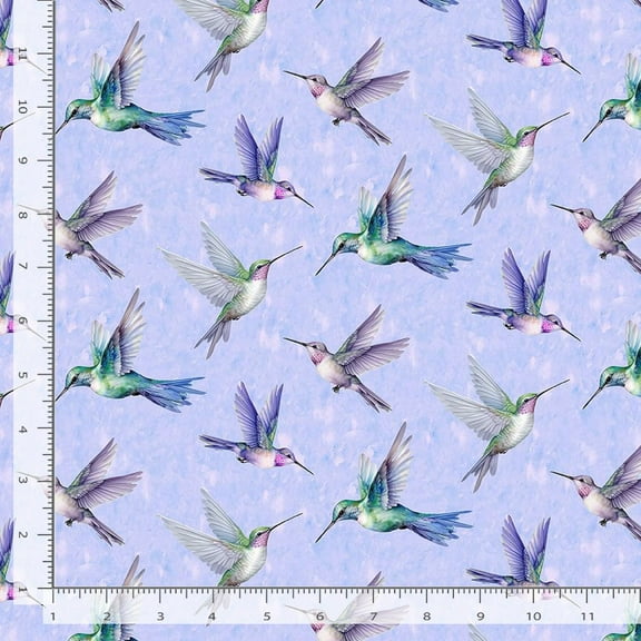 Cotton Garden Delight Flying Hummingbirds Birds Animals Creatures Spring Timeless Treasures Multicolor Cotton Fabric Print by the Yard (BIRD-CD3507-MULTI)