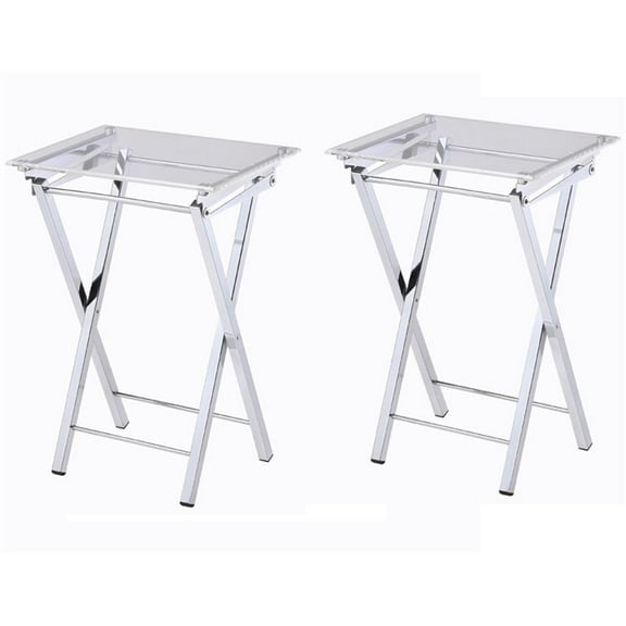 Pemberley Row Metal Clear Tray Table Rectangular Contemporary 27.95"H x 14.96"W x 20"D Unassembled