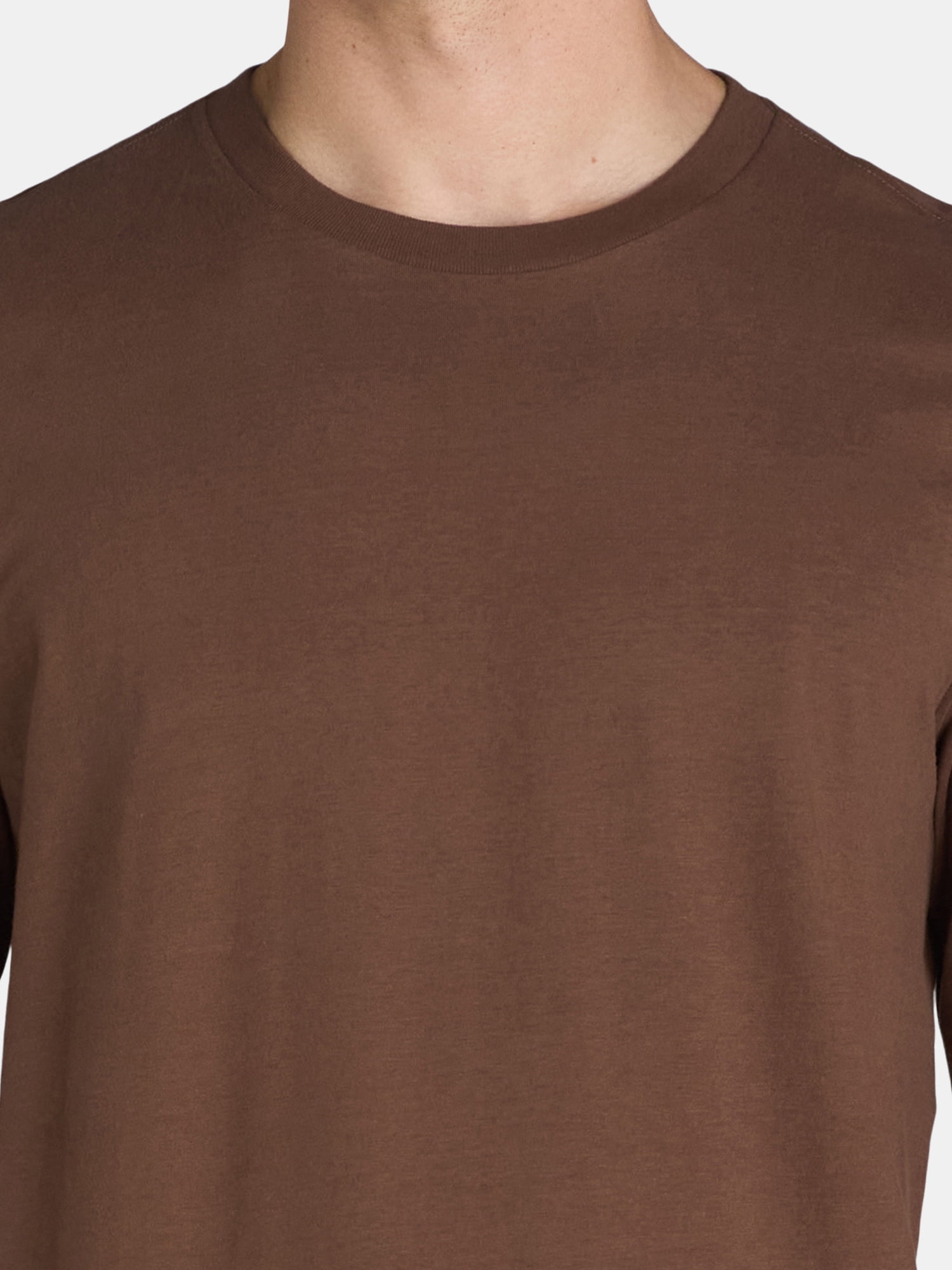 George Men's & Big Men's Relaxed Fit Cotton Crewneck T-Shirt with Long Sleeves, Size XS-3XL