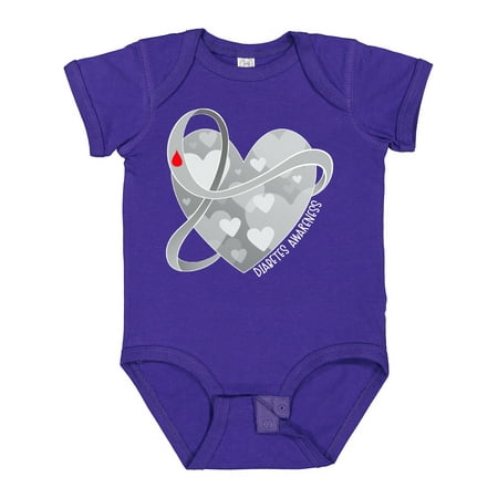 

Inktastic Diabetes Awareness Gray Ribbon Around Heart Gift Baby Boy or Baby Girl Bodysuit