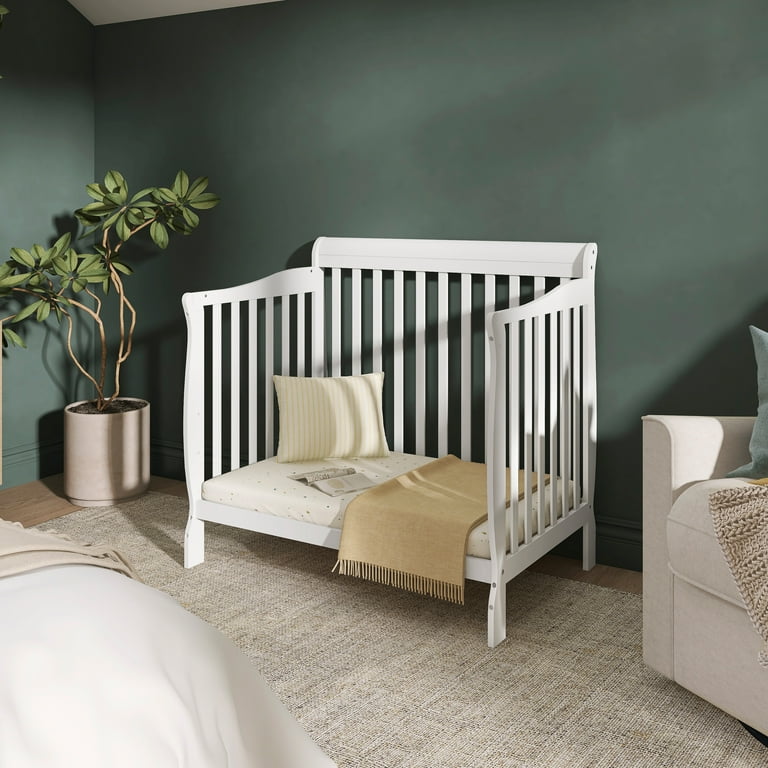 Dream On Me Aden 4-in-1 Convertible Mini Crib In White, Greenguard