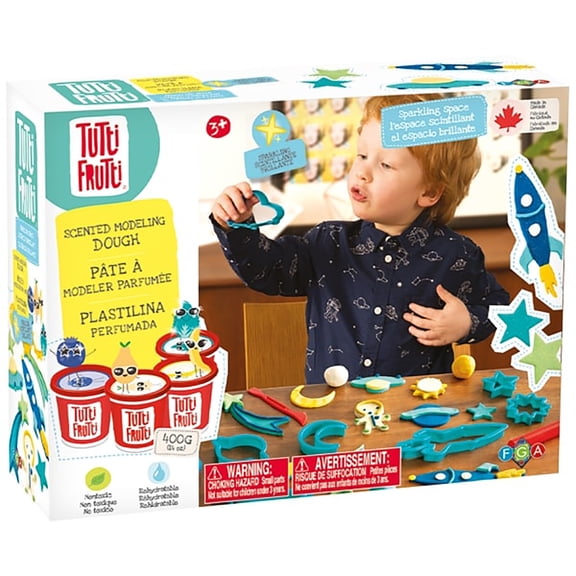 Tutti Frutti: Sparkling Space Kit - Scented Modeling Dough Craft Set, Galaxy Themed Shape Cutters & Tools, 4 Non-Toxic Glittery Colors, Kids Age 3 