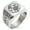 Silver, variant on Stainless Steel Ivy Branch Kamon Crest Geometric Pattern Biker Style Polished Ring