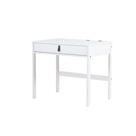 Memomad Bali Modern Home Office Desk with Drawer and Smart Storage (35in Width White Wood)