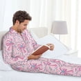 thumbnail image 6 of Sikiie pink bows Print Mens Pajama Set, Soft Warm Long Sleeve Sleepwear, Cozy Button-Down Pjs for Men-Medium, 6 of 7