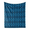 thumbnail image 1 of Geometric Soft Flannel Fleece Blanket, Repeated Pattern of Concentric Circles and Intersecting Lines, Cozy Plush for Indoor and Outdoor Use, 50" x 60", Azure Blue and Dark Blue Grey, by Ambesonne, 1 of 5