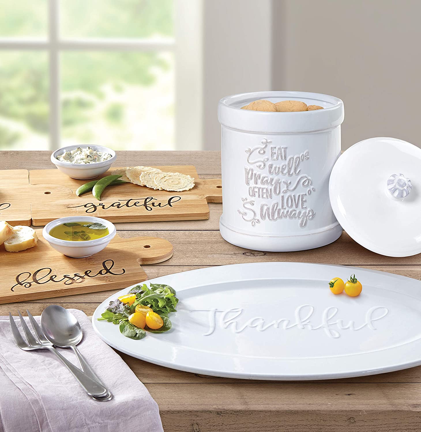Bountiful Blessings by Precious Moments Thankful Ceramic Serving Platter White 18-inches by 12-inches - image 3 of 4