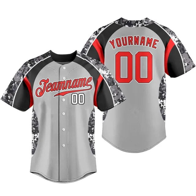 LS Custom Unisex Baseball Jersey Camouflage T-shirts Breathable Sportswear Team Traning Uniform Personalized Name Logo Number