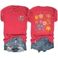 thumbnail image 2 of Camisetas de Verano de Mujer Pequeña Flor Impresa Cuello Redondo Manga Corta Superior, Verano Superior de las Mujeres, 2 of 9