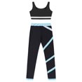 thumbnail image 4 of Yartina Kids Gymnastics Outfit Training Tracksuit Girls Dance Crop Tank Workout Vest with Dancing Black&Light Blue 14, 4 of 6