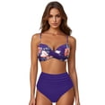 thumbnail image 2 of MKLEKYY Trajes De Baño Mujer Women High Waisted Bikini Sexy Push Up Two Piece Swimsuits Vintage Swimsuit Two Piece Retro Ruched High Waist Print Bikini Set 2742, 2 of 5