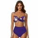 thumbnail image 2 of MKLEKYY Trajes De Baño Mujer Women High Waisted Bikini Sexy Push Up Two Piece Swimsuits Vintage Swimsuit Two Piece Retro Ruched High Waist Print Bikini Set 2742, 2 of 5