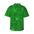 thumbnail image 3 of Fotbe Green Glitter Hawaiian Shirt For Men Unisex Summer Beach Casual Short Sleeve Cotton Linen Button Down Shirts-Large, 3 of 9