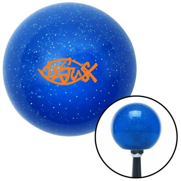 American Shifter 25306 Orange Jesus Fish Blue Metal Flake Shift Knob with M16 x 1.5 Insert Shifter Auto