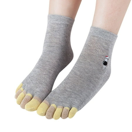 

Cptfadh Women Print Cat Multicolor Toe Socks Five Finger Socks Warmer Cotton Funny Socks