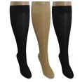 thumbnail image 1 of 3 Sheer Pair Small/Medium Ladies Compression Socks, Moderate/Medium Graduated Compression 15-20 mmHg. Therapeutic, Occupational, Travel & Flight Knee-High Hosiery. Assorted Colors: 1 Nude, 2 Black., 1 of 4