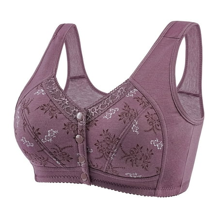 Nisorays Women s Front Closure Bras Seamless Plus Size Plunge Wireless Comfortable Bra Purple 38