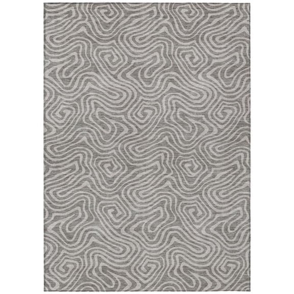 HomeRoots 599769 8 x 10 ft. Taupe & Gray Abstract Washable Indoor & Outdoor Rectangle Area Rug