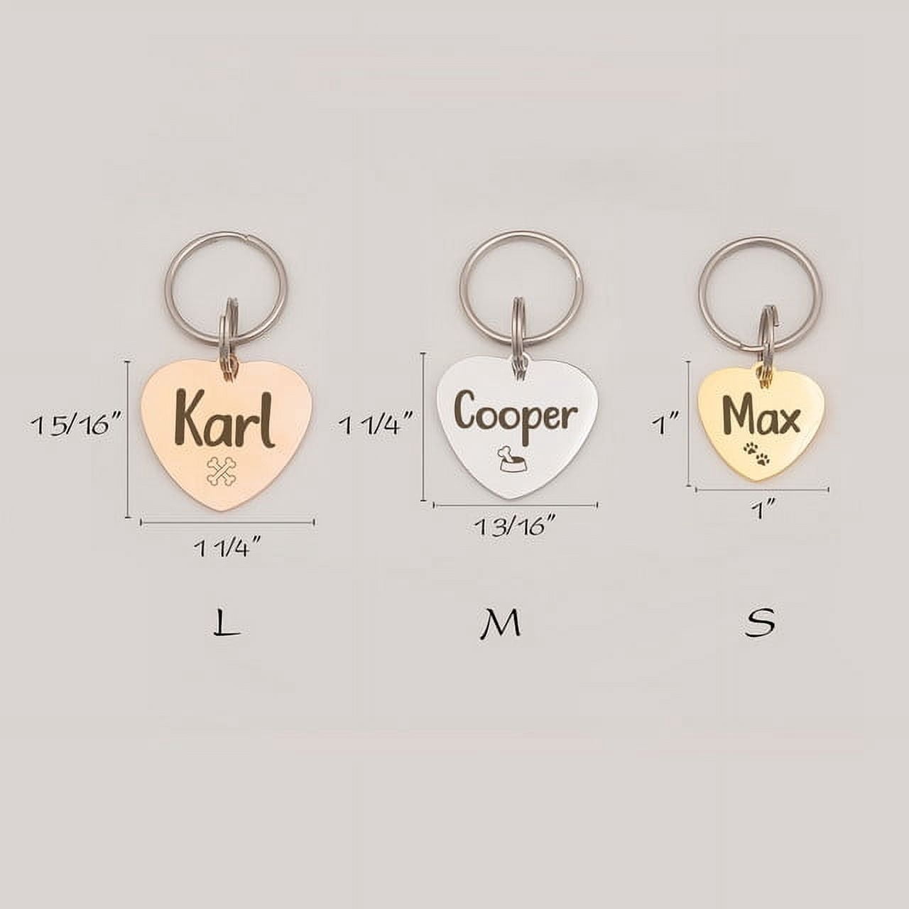 Anavia Stainless Steel Double Sided Heart Name & Icon Engraved Dog & Cat ID Tag, Silver, S