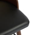 thumbnail image 5 of GDF Studio Indoor Wood Bar Stools with Black PU Upholstery, Curved Rattan Back, Dark Walnut Finish, Set of 2, 5 of 7