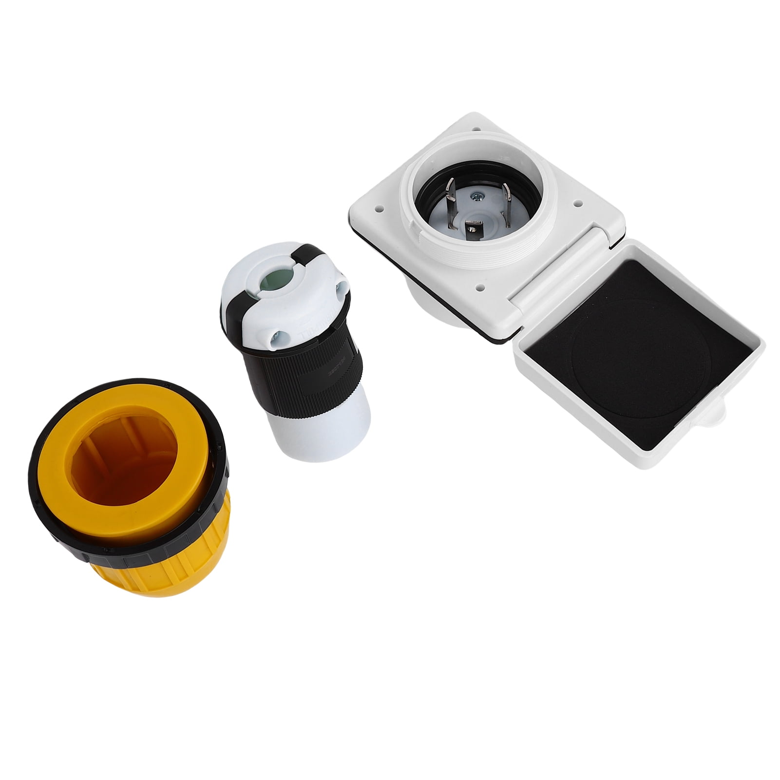 Rupoun 30AMP RV Power Inlet Shore Kit, 125V NEMA L5-30P and L5-30R Twist Lock Plug Connector Set with Cover for Camper Trailer, 10.63 inches / 27.00 cm