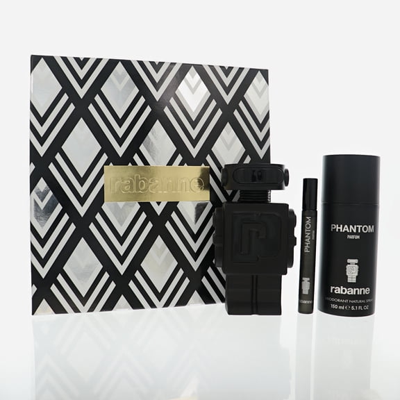 Paco Rabanne Phantom 3 Piece Gift Set For Men - 3.4 Oz Parfum, 5.0 Oz Deodorant, 10 Ml Parfum