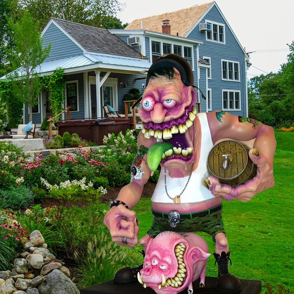 Angry Big Mouth Monster Statue,Angry Monster Freak-Spooky
