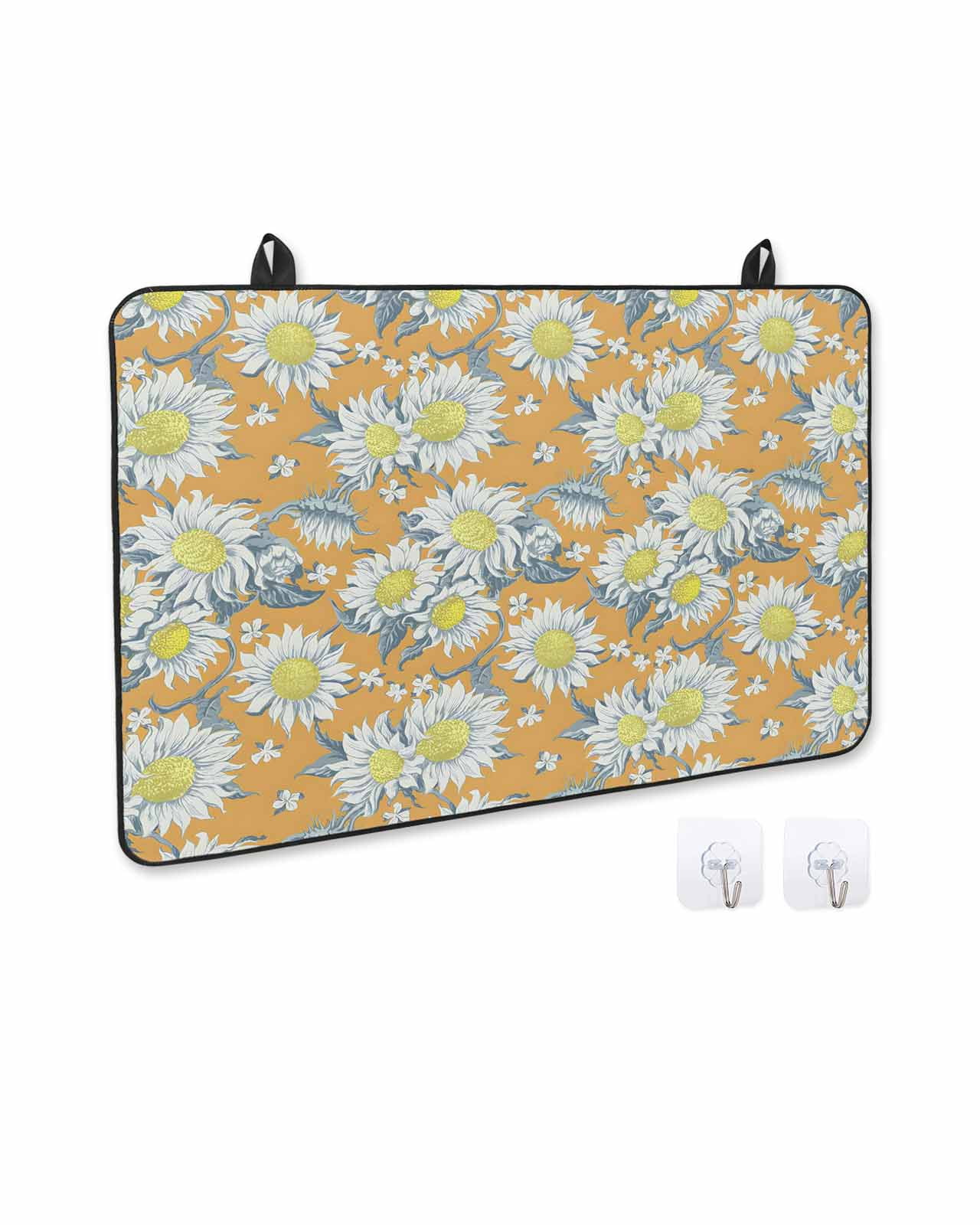 nqOlkjepod Large Induction Cooktop Protector Mat 36"x21", Turmeric Daisy Stove Top Covers for Electric Stove, Spring Flowers Vintage Country Pastoral Stove Burner Cover Mats, Glass Top Stove Cover
