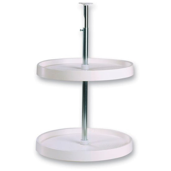 Lazy Susan 20" Full Round Polymer White 2 Shelves Top And Bottom Mount