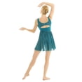 thumbnail image 3 of Sxiwei Women's Modern Lyrical Dance Costume Chiffon Ballet Leotard Dress Flowy Tulle Gymnastic Green 3XL, 3 of 6