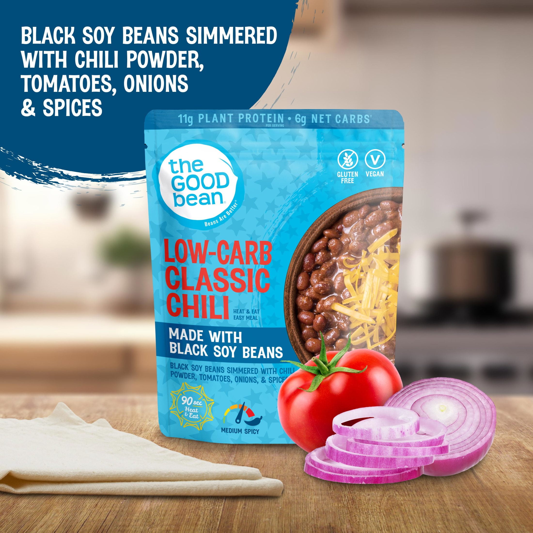 (2 pack) The Good Bean Heat & Eat Low Carb Classic Chili 10oz
