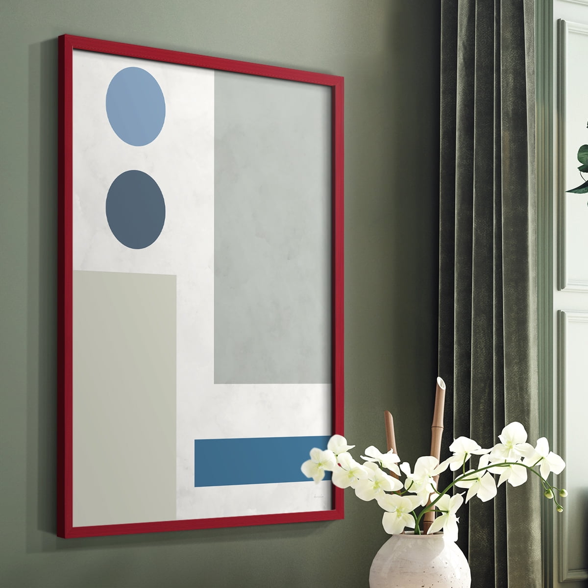 Stars Align I in Red Solid Wood 8 x 10 Framed Print