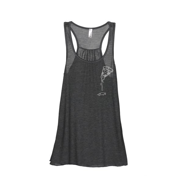 Gooey Pizza Slice Women's Fashion Sleeveless Flowy Racerback Tank Top Charcoal Grey Small
