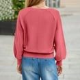 thumbnail image 3 of ZUKMRJPC Women's Half Button Down Sweaters Long Sleeve Casual Crewneck Solid Color Pullover Sweaters Fall Trendy Loose Knit Tops, 3 of 7