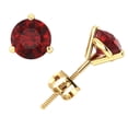 thumbnail image 1 of 3/4Ctw Round Cut Ruby Martini Stud Earrings 14k Yellow Gold 3Prong ScrewBack AA Quality, 1 of 1