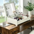 thumbnail image 3 of Gymax 2-in-1 Vanity Dresser w/ Flip-Top Mirror Tabletop Storage Box Makeup Laptop White, 3 of 10