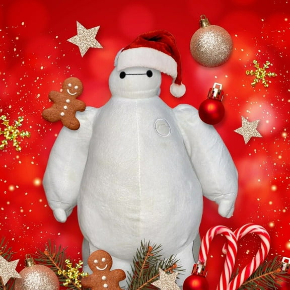 Disney Holiday Christmas Santa Hat Big Hero Baymax Plush Stuffed 15” New Gift