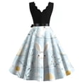 thumbnail image 3 of LWavelet Women's Sleeveless Scalloped Neck Fit-and-Flare Dress, Ombre Easter Egg Print with Satin Bow Belt for Holiday & Party Outfits Light Blue XL, 3 of 4