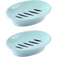 thumbnail image 4 of Paquete de 2 jaboneras con soporte para jabón de drenaje, fácil limpieza, ahorrador de jabón, bandeja de jabón blanda para ducha, baño, cocina (azul), 4 of 5