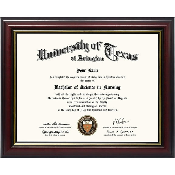 GraduationMall Certificate Holder, Cherry Real Wood with Gold Trim, 8.5 x 11 inches, Cherry