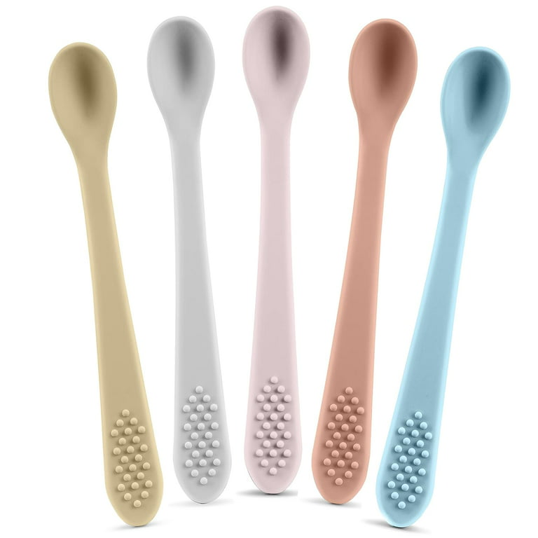 Best First Stage Baby Infant Spoons, 5-Pack, Soft Silicone Baby Spoons  Training Spoon Gift Set for Infant 