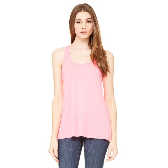 The Bella + Canvas Ladies Flowy Racerback Tank Top - NEON PINK - 2XL