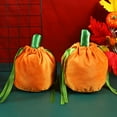 thumbnail image 6 of 2 Pcs Velvet Halloween Pumpkin Candy Gift Bag Plush Trick or Treat Bag Small Drawstring Goodie Bag Halloween Party Favors Supplies, 6 of 6