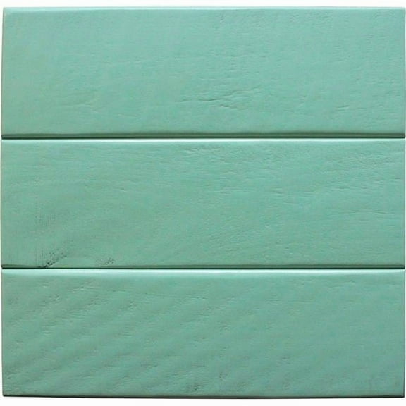American Heartland 35116AMOT Rustic Shutter Door Kitchen Island in Aquamarine with Oak Top