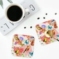 thumbnail image 4 of Yiaed Flowers And Birds Watercolor Print Leather Coasters for Drinks - Cup Coasters Coffee Table Kitchen Table Bar, Home & Office Gifts Handmade Drink Coasters-Square, 4 of 6